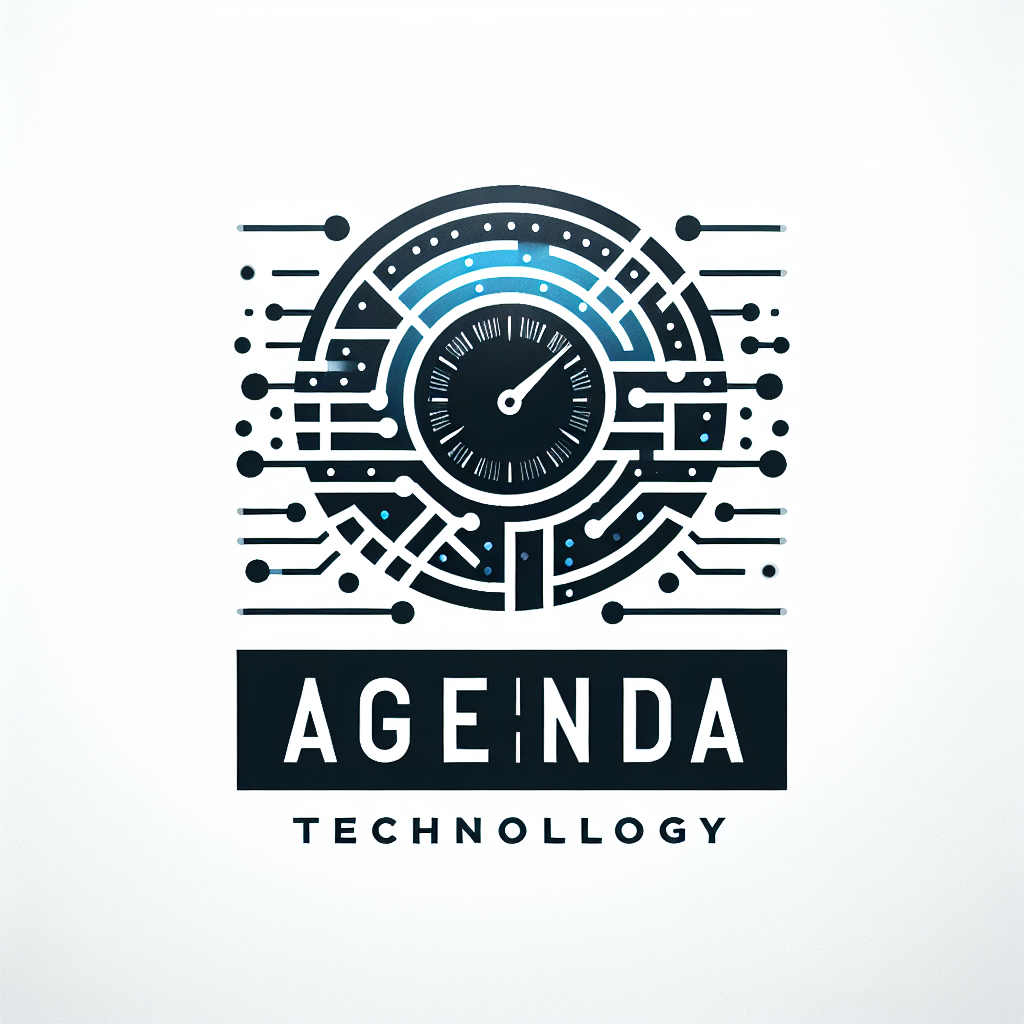 Siyah, gri ve mavi tonlarda, modern ve sade bir logo. İçinde bir dijital saat simgesi, kod parçacıkları veya devre kartı izleri. \
